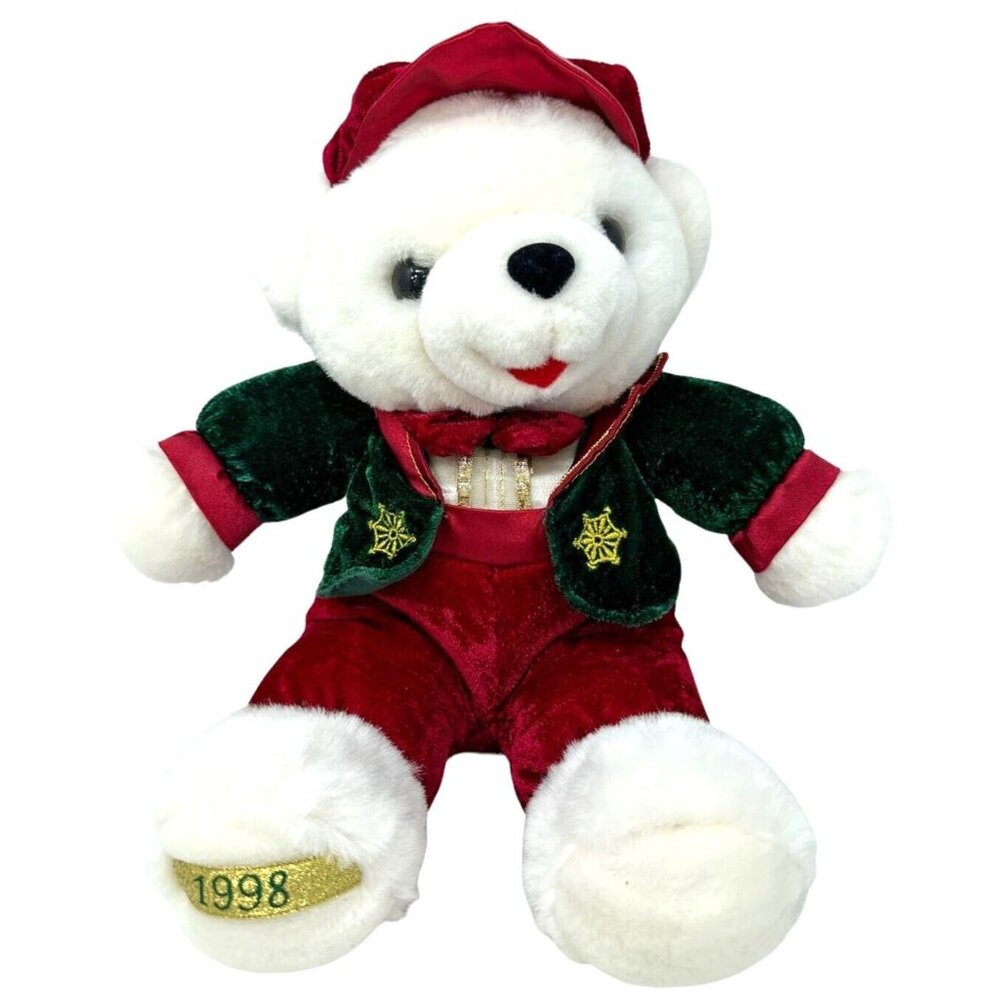 Vintage 1998 DanDee Snowflake Teddy Bear Collectible White Plush Stuffed Animal